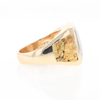 Gold Quartz Ring Double Side Natural Nuggets Rectangle Inlaid Center G1