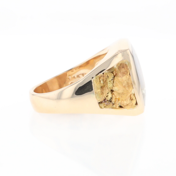 Gold Quartz Ring Double Side Natural Nuggets Rectangle Inlaid Center G1