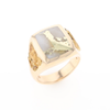 Gold Quartz Ring Double Side Natural Nuggets Rectangle Inlaid Center G1