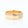 Gold Quartz Ring 3 Section Rectangle Inlaid Milgrain Border Band G1