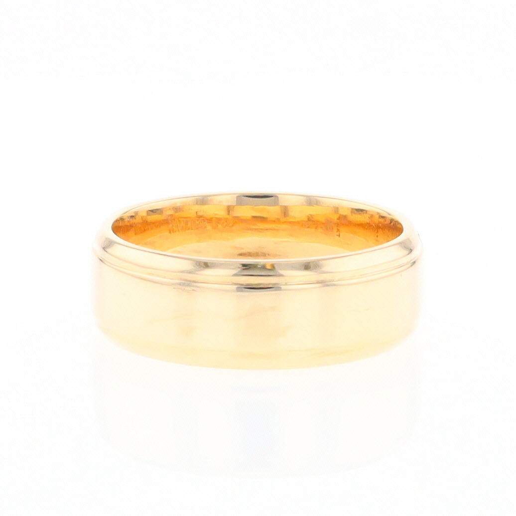 Gold Quartz Ring 3 Section Rectangle Inlaid Milgrain Border Band