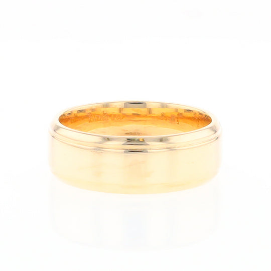 Gold Quartz Ring 3 Section Rectangle Inlaid Milgrain Border Band