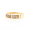 Gold Quartz Ring Double Inlaid Design with .03ctw Round Diamonds