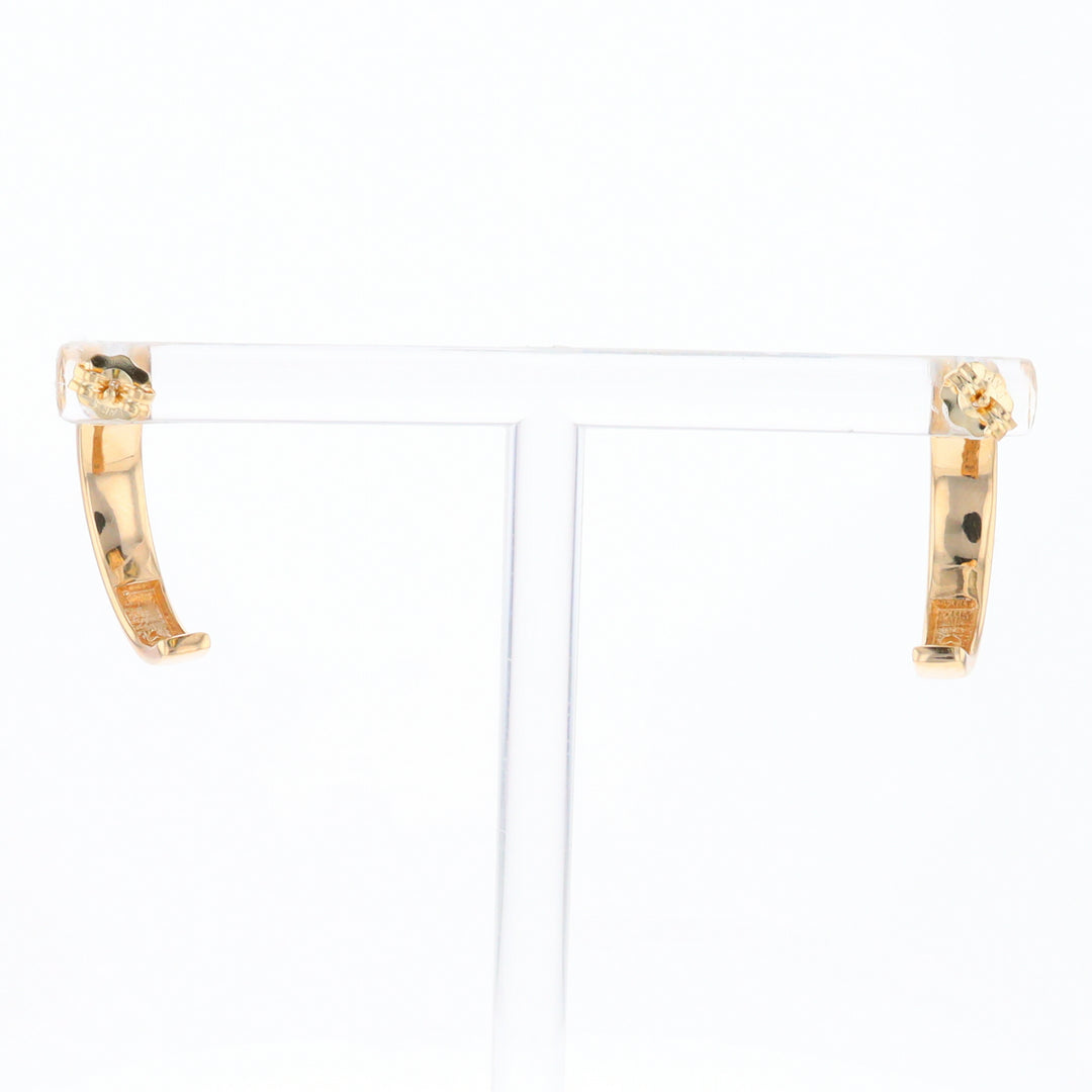 Gold Quartz Hoop Earrings 3 Section Inlaid Design