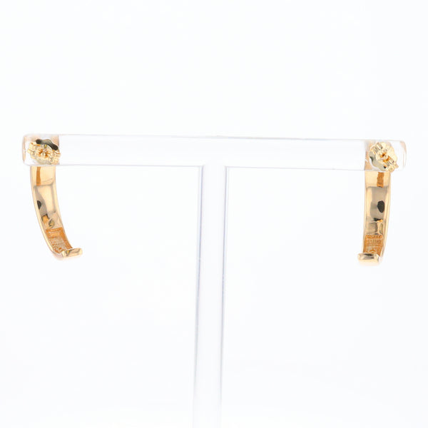 Gold Quartz Hoop Earrings 3 Section Inlaid Design