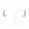 Gold Quartz Hoop Earrings 3 Section Inlaid Design