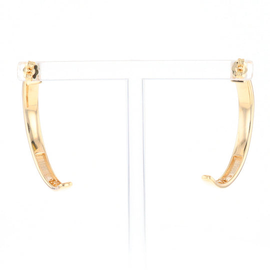 Gold Quartz Hoop Earrings 3 Section Inlaid Design G2