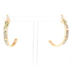 Gold Quartz Hoop Earrings 3 Section Inlaid Design G2