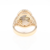 Gold Quartz Ring Oval Cabochon 0.65ctw Round Diamonds Halo