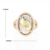 Gold Quartz Ring Oval Cabochon 0.65ctw Round Diamonds Halo