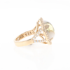 Gold Quartz Ring Oval Cabochon 0.65ctw Round Diamonds Halo