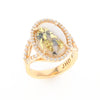 Gold Quartz Ring Oval Cabochon 0.65ctw Round Diamonds Halo (G2)