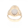 Meteorite Ring Oval Cabochon 0.65ctw Round Diamonds Halo