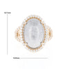 Meteorite Ring Oval Cabochon 0.65ctw Round Diamonds Halo