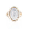 Meteorite Ring Oval Cabochon 0.65ctw Round Diamonds Halo