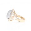 Meteorite Ring Oval Cabochon 0.65ctw Round Diamonds Halo