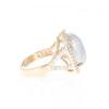 Meteorite Ring Oval Cabochon 0.65ctw Round Diamonds Halo
