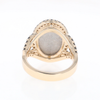 Meteorite Ring Oval Cabochon 0.65ctw Round Black Diamonds Halo