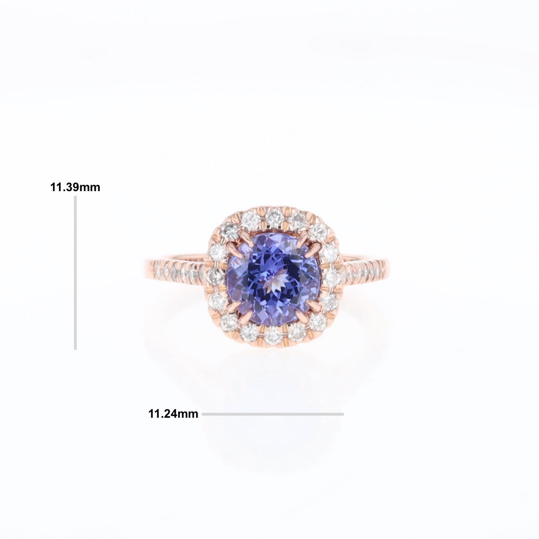 Rose Gold Tanzanite Halo Ring
