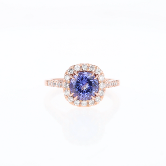 Rose Gold Tanzanite Halo Ring