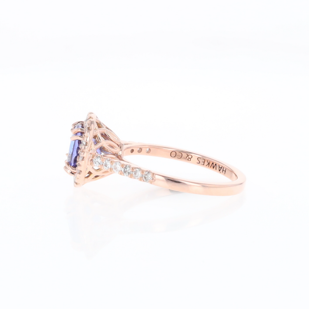 Rose Gold Tanzanite Halo Ring