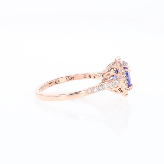 Rose Gold Tanzanite Halo Ring