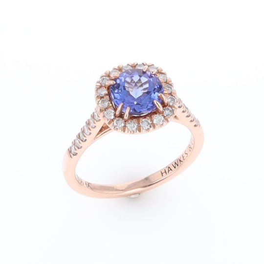 Rose Gold Tanzanite Halo Ring