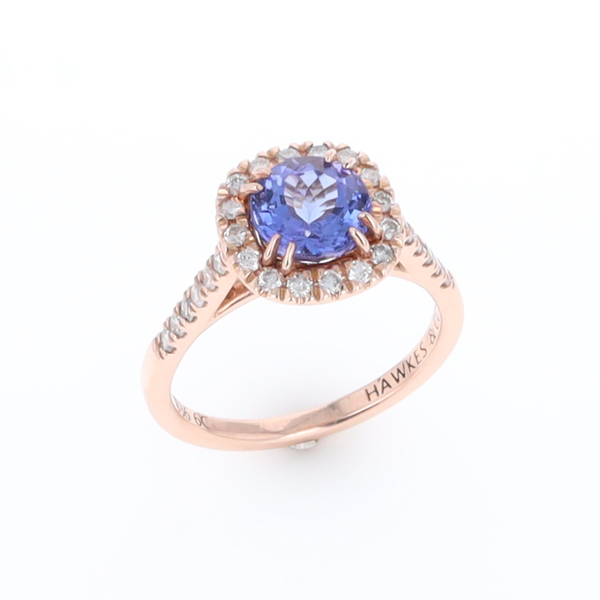 Rose Gold Tanzanite Halo Ring