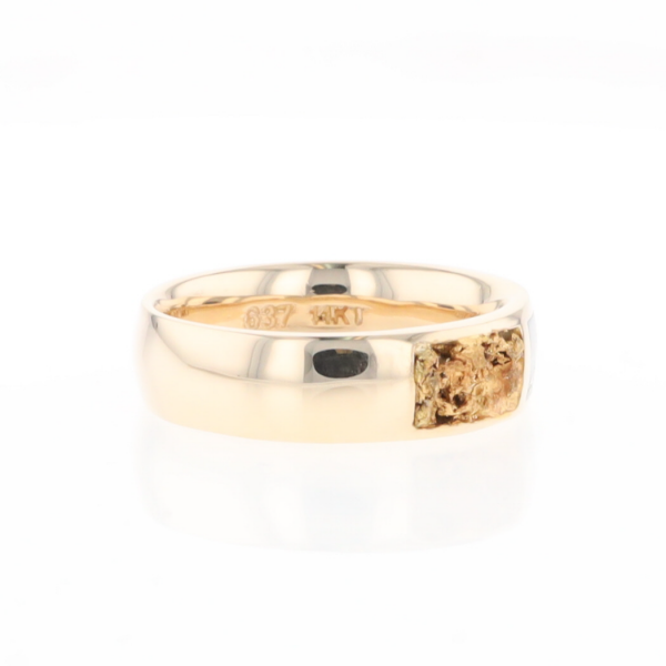 G1 Gold Quartz Ring Inlaid Center Natural Nugget Sides Band