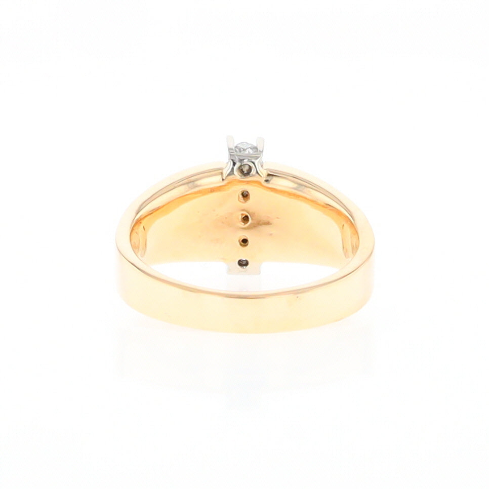 Gold Quartz Ring Double Sided Inlaid Design with .23ctw Diamonds