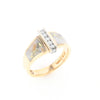 Gold Quartz Ring Double Sided Inlaid Design with .23ctw Diamonds