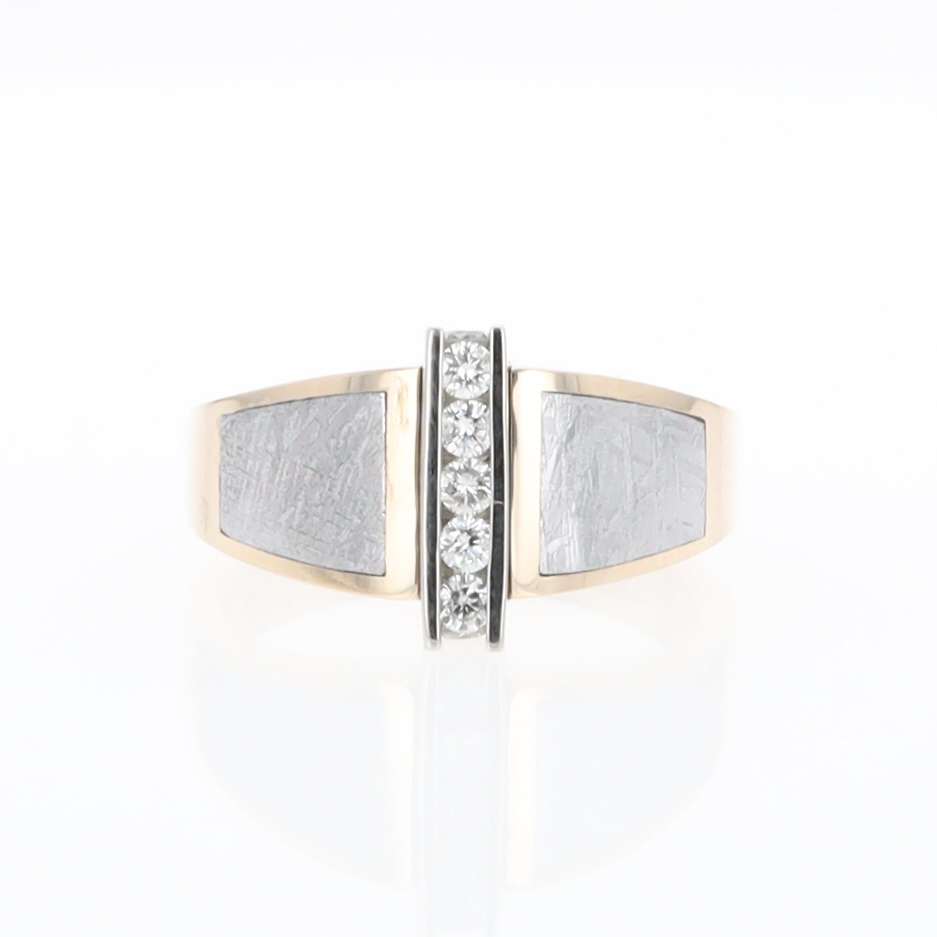 Meteorite Ring Double Sided Inlaid Design with .23ctw Diamonds