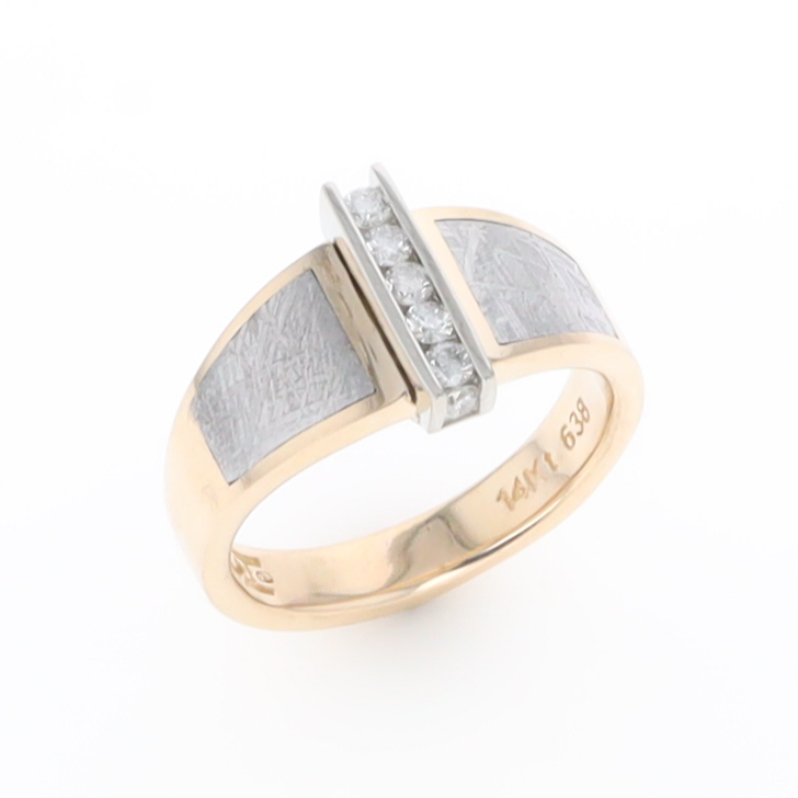 Meteorite Ring Double Sided Inlaid Design with .23ctw Diamonds