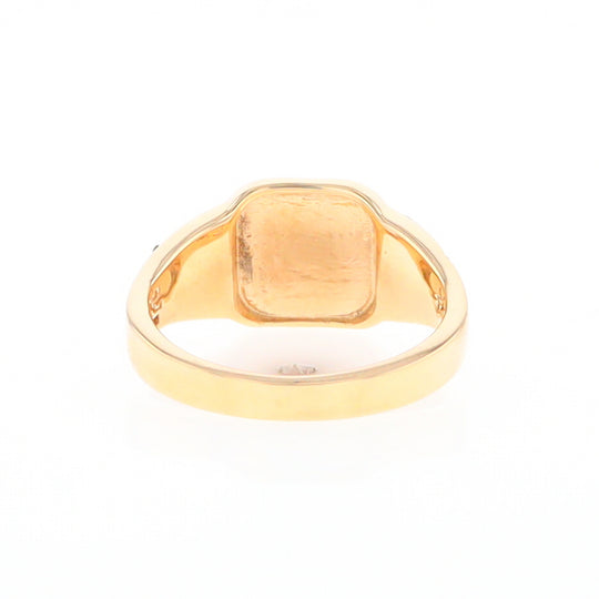 Gold Quartz Ring Square Inlaid Design Double Natural Nugget Sides