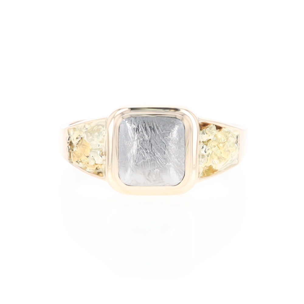 Meteorite & Gold Nugget Ring