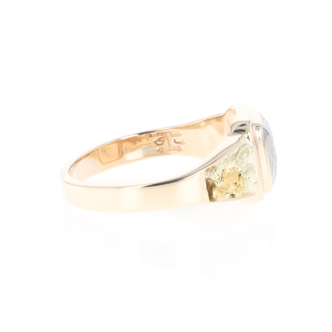 Meteorite & Gold Nugget Ring