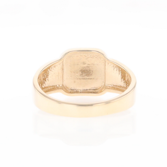 Gold Quartz Ring Square Inlaid Design