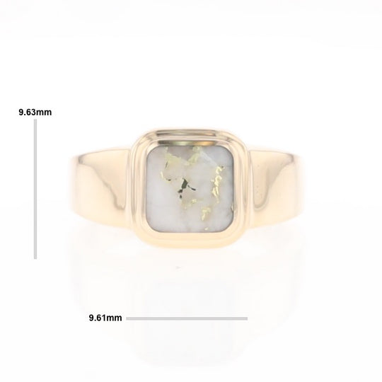 Gold Quartz Ring Square Inlaid Design