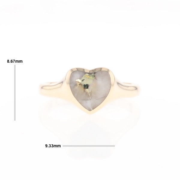 Gold Quartz Ring Heart Shape Inlaid Design