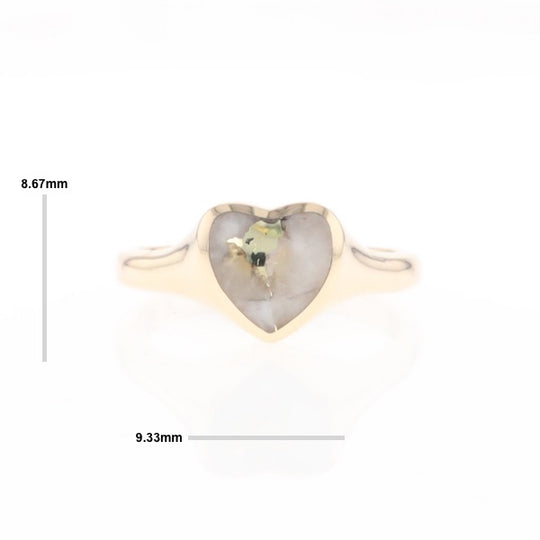Gold Quartz Ring Heart Shape Inlaid Design