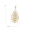 Gold Quartz Pendant Tear Drop Inlaid .42ctw Diamond Halo Design