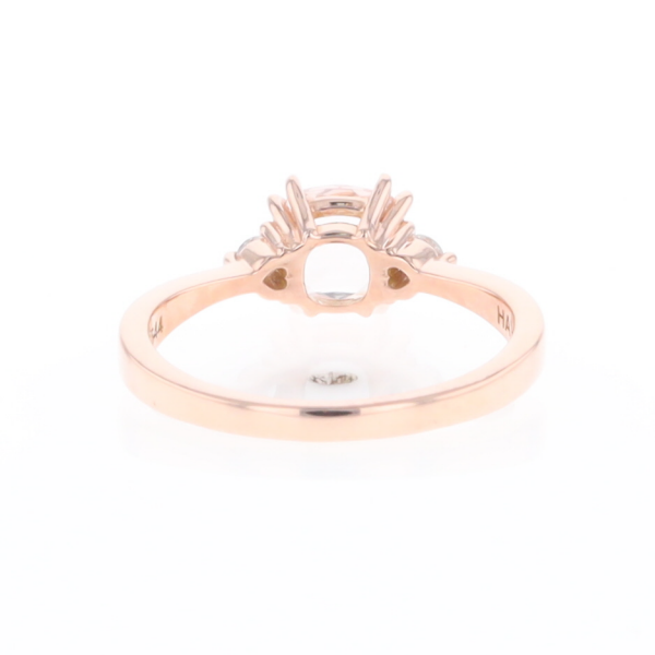 Morganite 1ct Cushion Cut  and Diamond Three Stone Engagement Ring