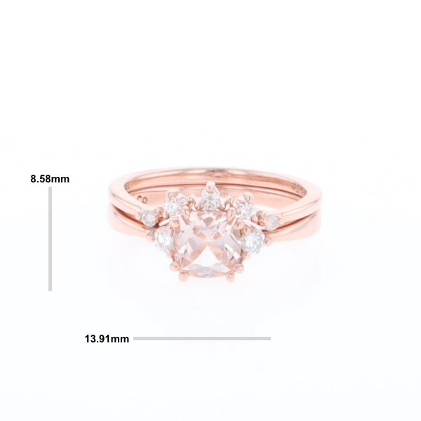 Two Ring Morganite Wedding Set