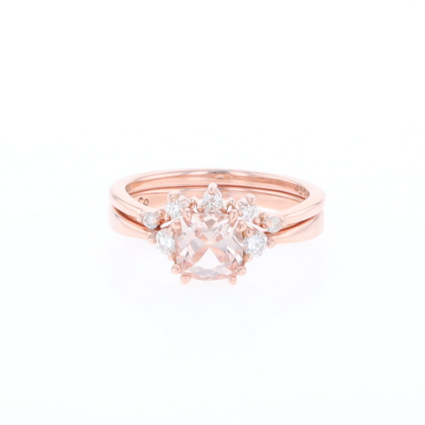 Two Ring Morganite Wedding Set