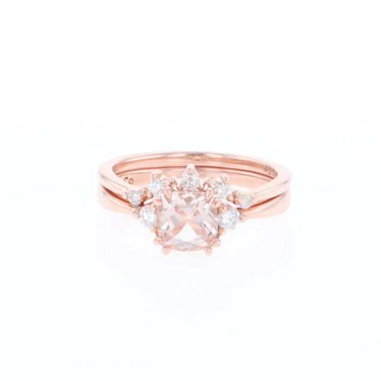 Two Ring Morganite Wedding Set