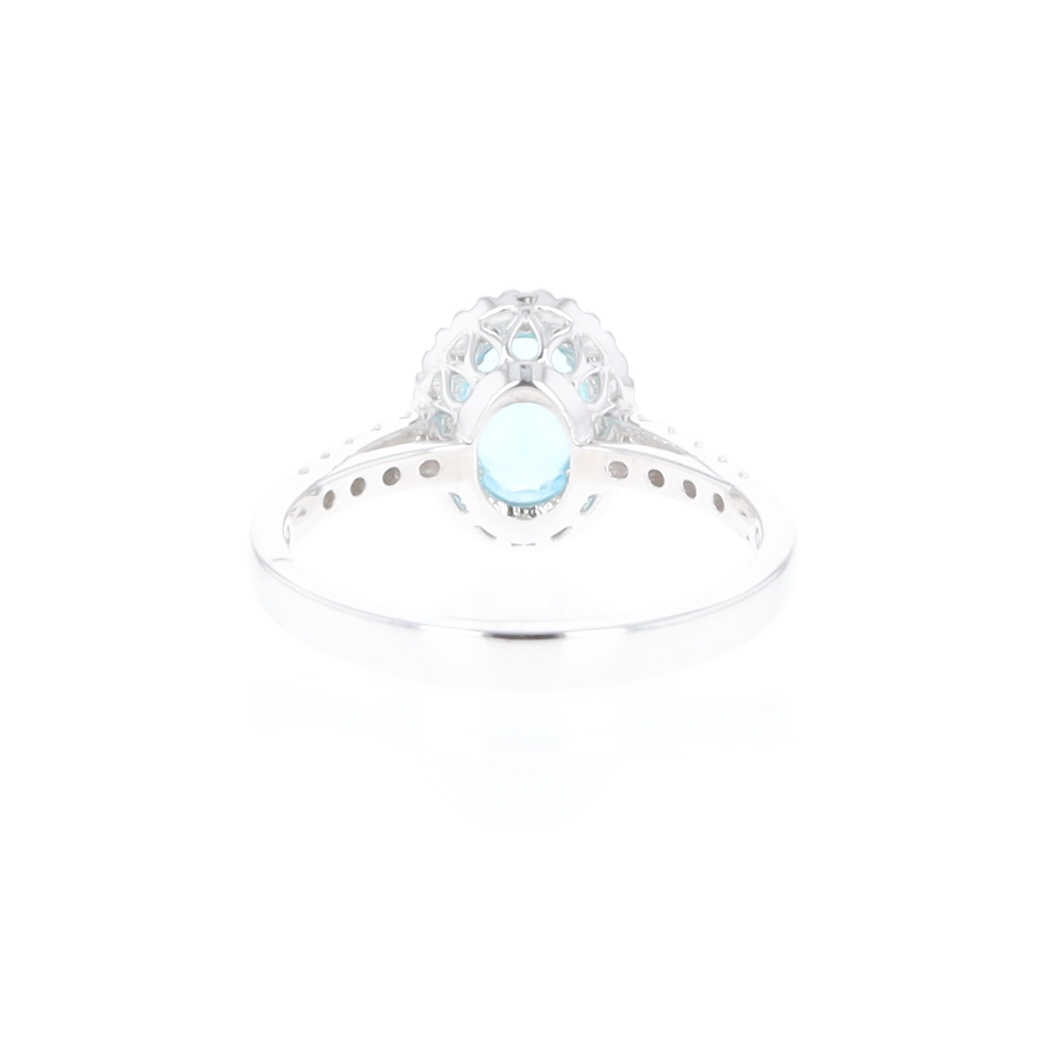 Apatite Diamond Halo Ring