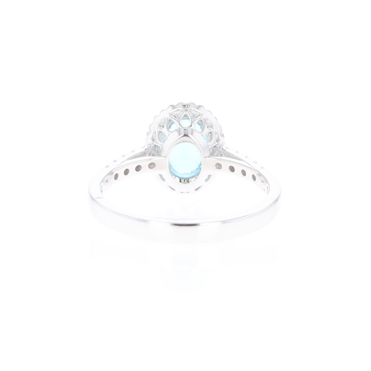 Apatite Diamond Halo Ring