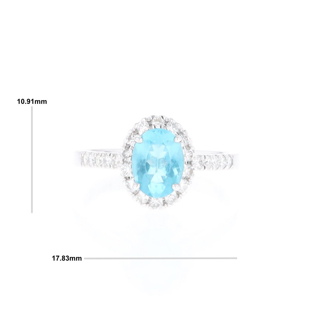Apatite Diamond Halo Ring