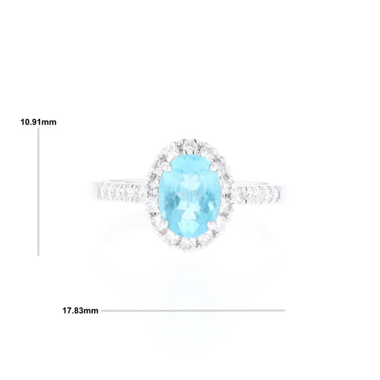 Apatite Diamond Halo Ring