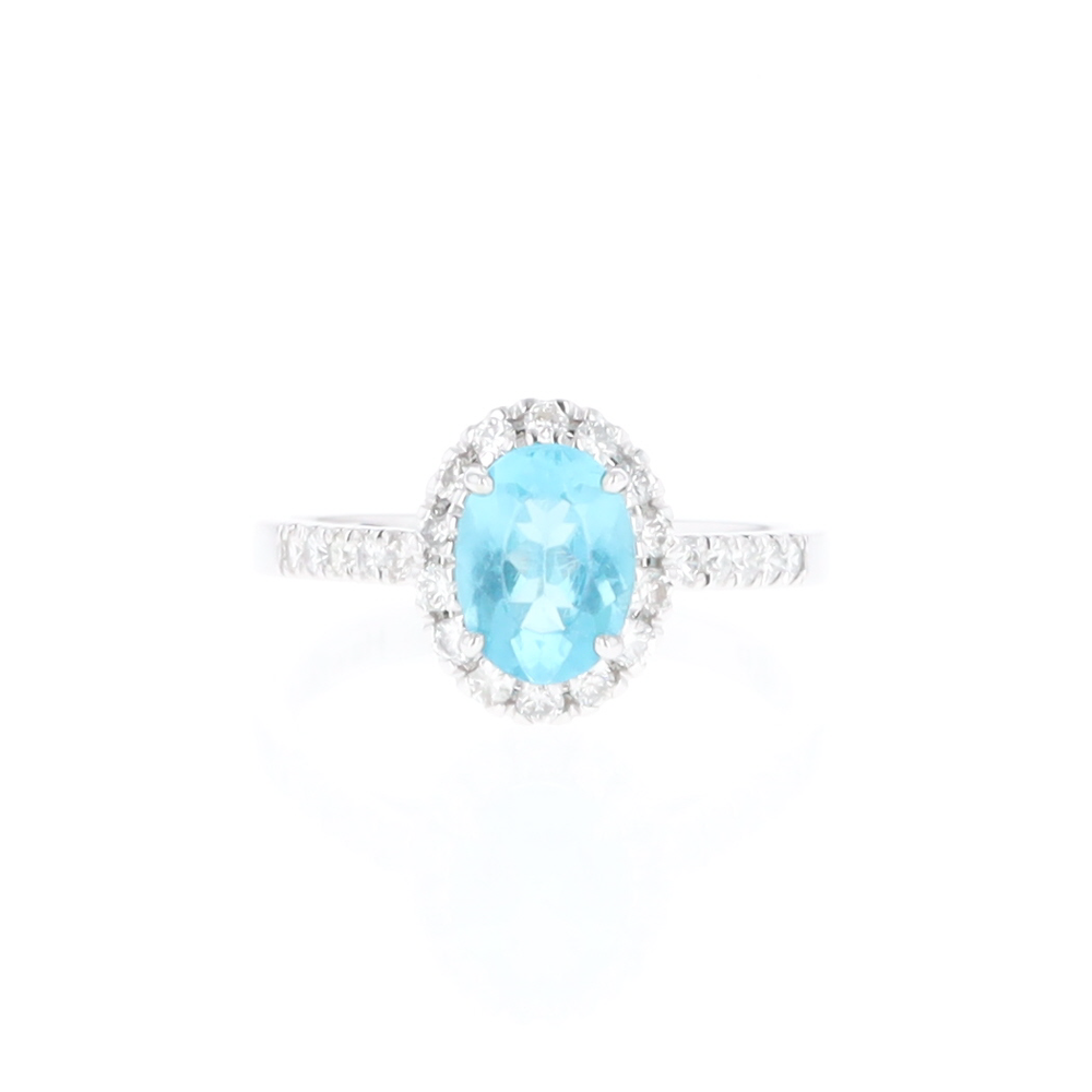 Apatite Diamond Halo Ring